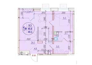 1-к квартира, строящийся дом, 48м2, 15/18 этаж