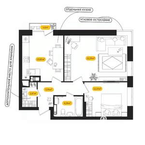 2-к квартира, вторичка, 60м2, 6/24 этаж