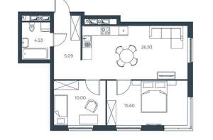 2-к квартира, вторичка, 62м2, 21/30 этаж