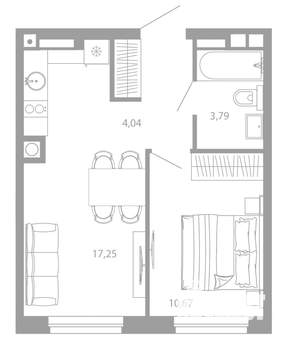 1-к квартира, вторичка, 36м2, 3/26 этаж