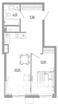 1-к квартира, вторичка, 45м2, 5/18 этаж