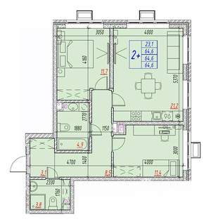 3-к квартира, вторичка, 65м2, 3/25 этаж
