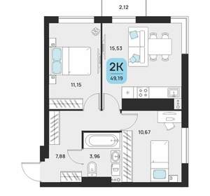 2-к квартира, вторичка, 51м2, 15/16 этаж