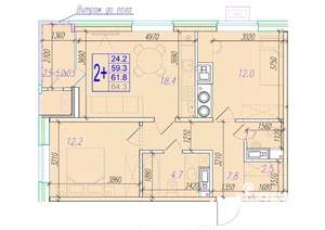 2-к квартира, вторичка, 62м2, 7/18 этаж