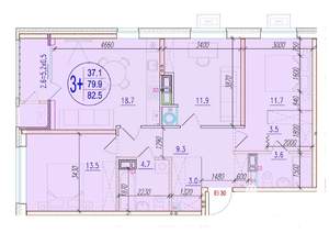 3-к квартира, вторичка, 83м2, 16/18 этаж