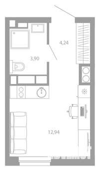 Студия квартира, вторичка, 21м2, 22/26 этаж