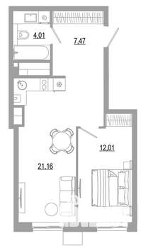 1-к квартира, вторичка, 45м2, 3/18 этаж