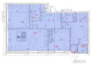 3-к квартира, вторичка, 93м2, 2/17 этаж