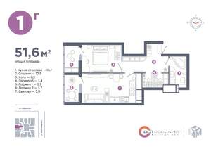 1-к квартира, вторичка, 52м2, 20/25 этаж