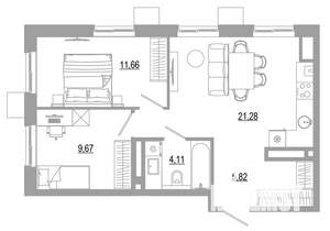 2-к квартира, вторичка, 53м2, 5/18 этаж