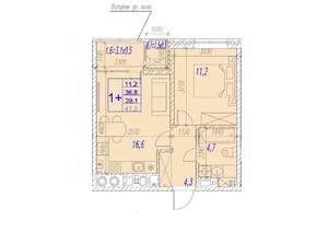1-к квартира, вторичка, 39м2, 11/17 этаж