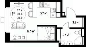 1-к квартира, вторичка, 31м2, 11/25 этаж