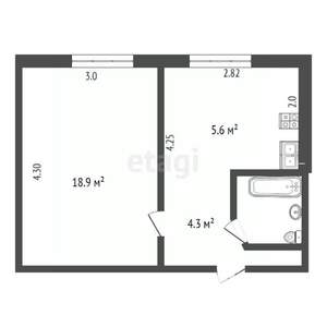 1-к квартира, вторичка, 25м2, 4/9 этаж