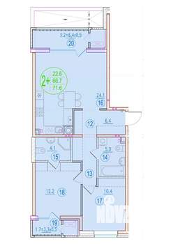2-к квартира, вторичка, 72м2, 3/20 этаж