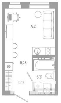 Студия квартира, вторичка, 21м2, 3/18 этаж