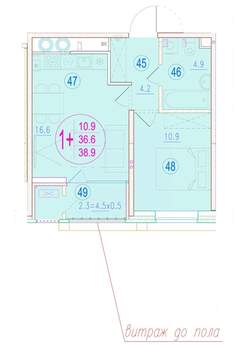 1-к квартира, вторичка, 39м2, 3/20 этаж