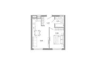 1-к квартира, вторичка, 39м2, 16/25 этаж