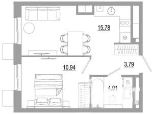 1-к квартира, вторичка, 35м2, 6/18 этаж