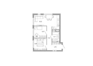 2-к квартира, вторичка, 53м2, 23/25 этаж