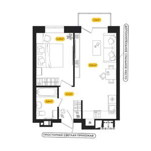 1-к квартира, вторичка, 39м2, 24/24 этаж