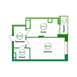 1-к квартира, вторичка, 40м2, 8/16 этаж