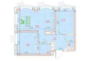 3-к квартира, вторичка, 53м2, 18/24 этаж