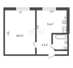 1-к квартира, вторичка, 25м2, 4/9 этаж