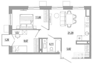 2-к квартира, вторичка, 53м2, 3/18 этаж