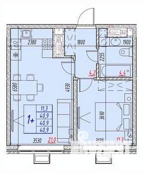 2-к квартира, вторичка, 41м2, 21/25 этаж