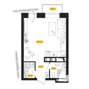 Студия квартира, вторичка, 28м2, 20/24 этаж