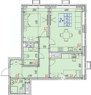 3-к квартира, вторичка, 63м2, 5/25 этаж