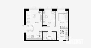 2-к квартира, вторичка, 56м2, 9/23 этаж