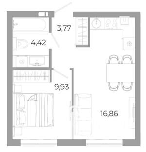 1-к квартира, вторичка, 35м2, 24/25 этаж