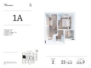 1-к квартира, вторичка, 36м2, 22/25 этаж