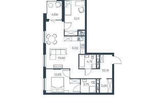 2-к квартира, вторичка, 76м2, 29/30 этаж