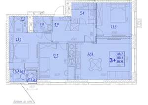 3-к квартира, вторичка, 87м2, 8/17 этаж