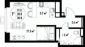 1-к квартира, вторичка, 31м2, 4/25 этаж