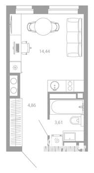 Студия квартира, вторичка, 23м2, 22/26 этаж