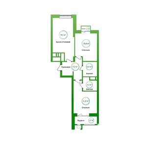 2-к квартира, вторичка, 67м2, 14/16 этаж