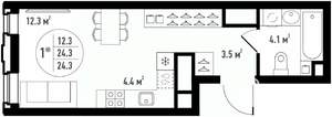 1-к квартира, вторичка, 24м2, 20/24 этаж