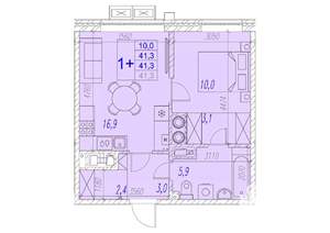 1-к квартира, вторичка, 41м2, 17/17 этаж