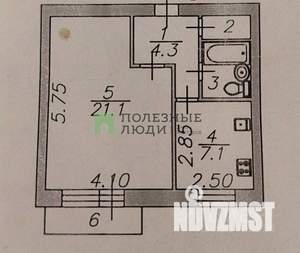 1-к квартира, вторичка, 37м2, 3/5 этаж