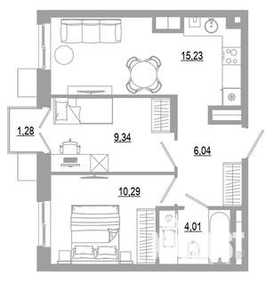2-к квартира, вторичка, 46м2, 5/18 этаж