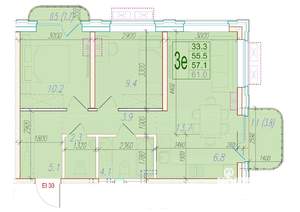 3-к квартира, вторичка, 57м2, 11/24 этаж