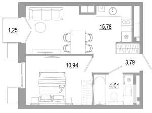 1-к квартира, вторичка, 36м2, 5/18 этаж