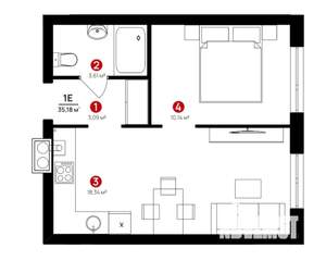 1-к квартира, вторичка, 35м2, 12/23 этаж