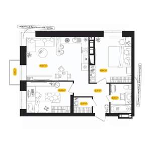 2-к квартира, вторичка, 55м2, 22/24 этаж