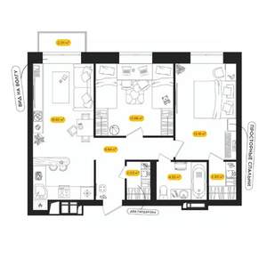 2-к квартира, вторичка, 61м2, 24/24 этаж