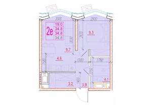 2-к квартира, вторичка, 35м2, 24/24 этаж