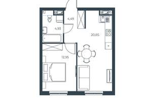 1-к квартира, вторичка, 43м2, 5/30 этаж